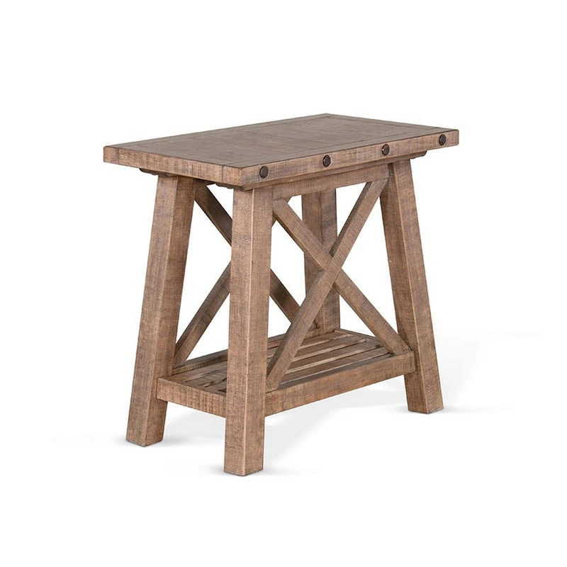 Anva Accent Chairside Table, Light Brown Mahogany, Rectangular 28 Inch