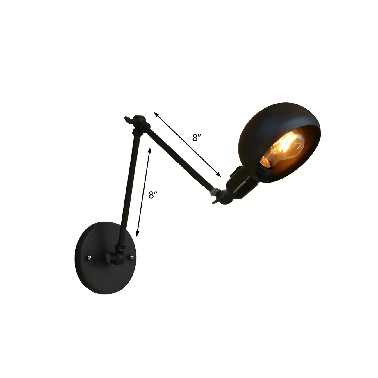Industrial 1-Light Black Metal Swing Arm Wall Sconce