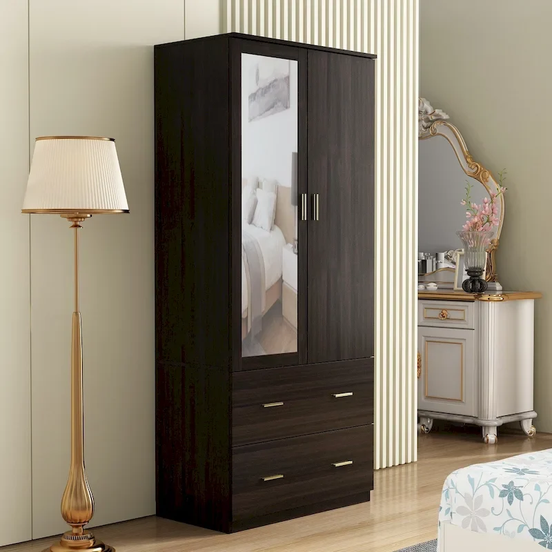 Freestanding Modern Minimalist Bedroom Wooden Armoire Wardrobe