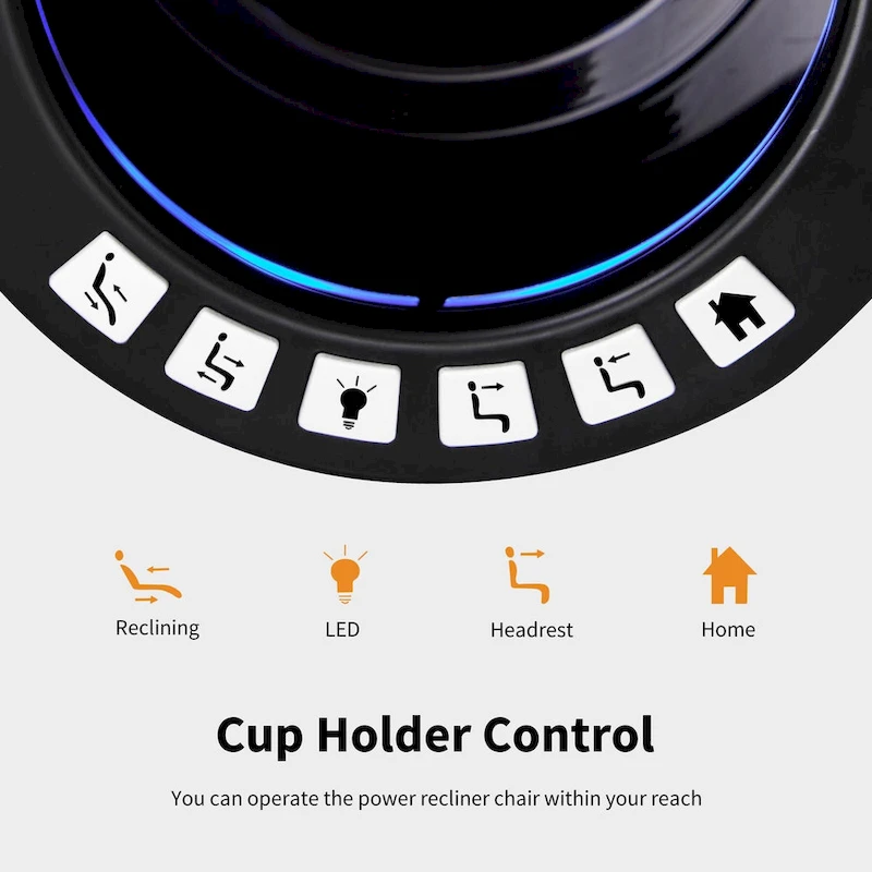 MCombo Power Recliner Chair, Home Theater Seating with Adjustable Headrest and Tray Table, Breathable Leather HTS422