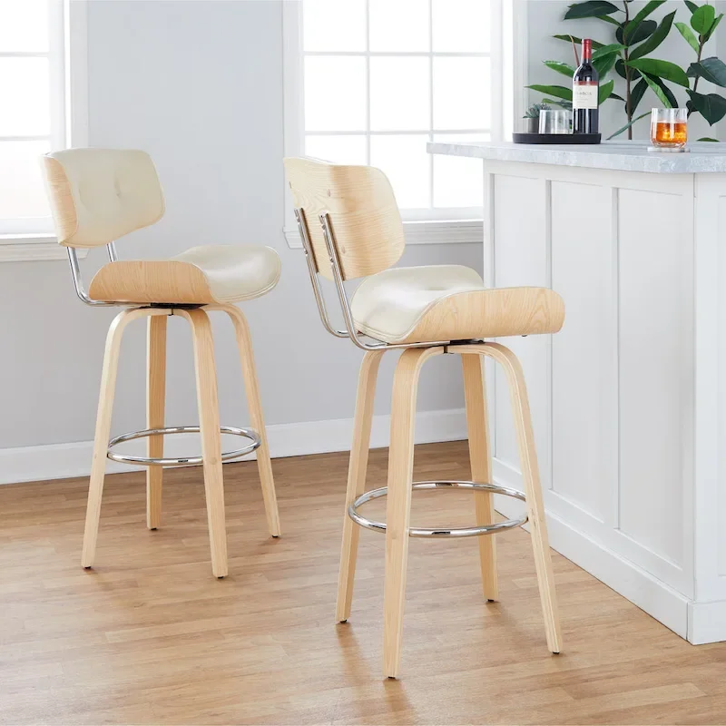Carson Carrington Leksand 30 Fixed-Height Bar Stool with Bent Wood Legs (Set of 2)