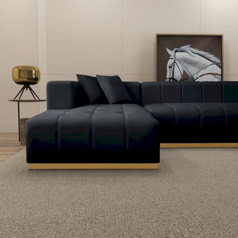 Bliss 3-Piece Velvet U-Shaped Corner Sectional Sofa