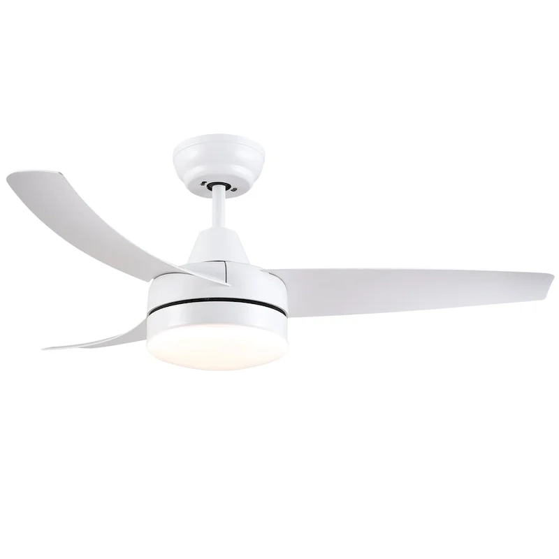 42 in. Matte White Ceiling Fan with light and Remote Control - 42 INCHES