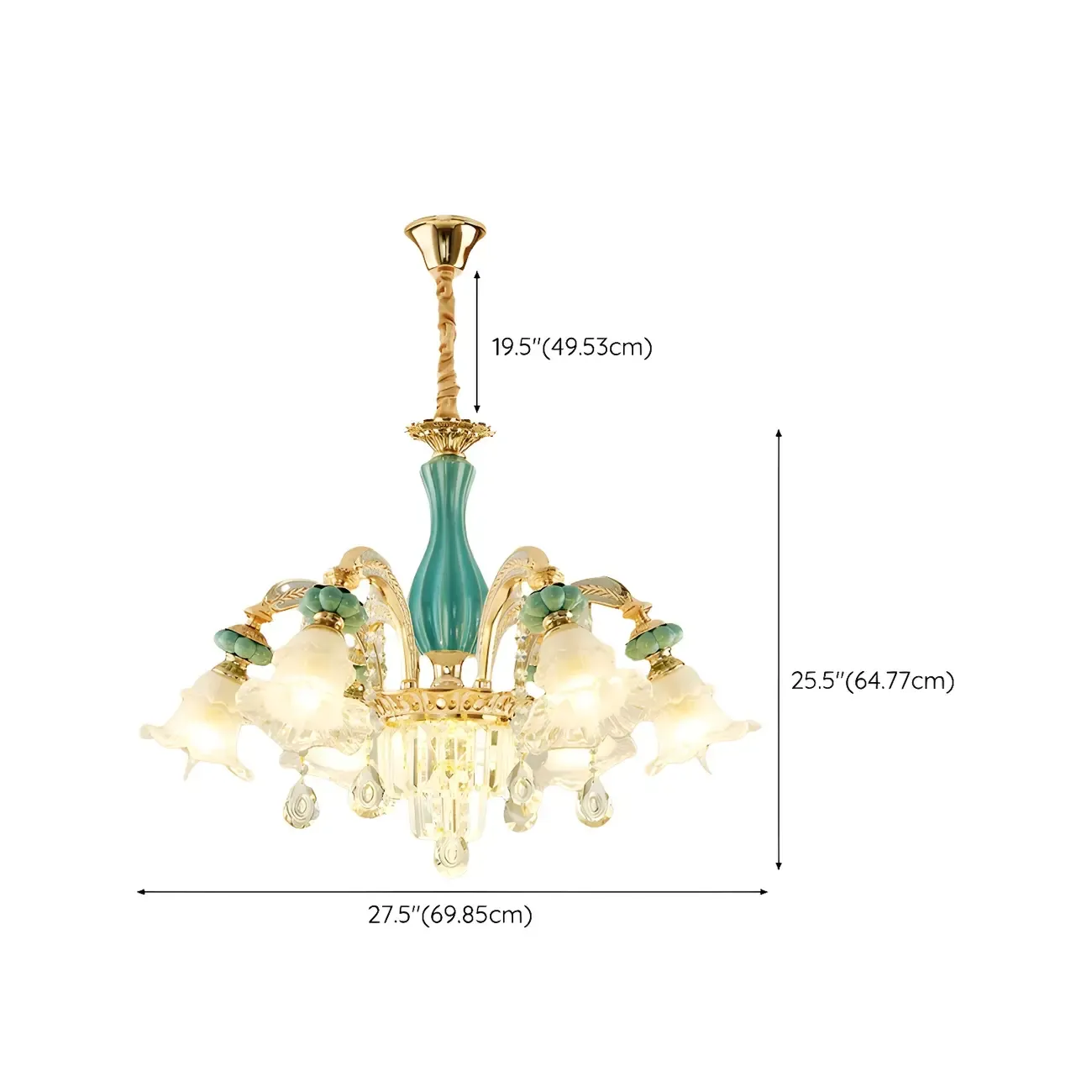 Living Room Down Light Crystal Chandelier with Flower Glass Shape