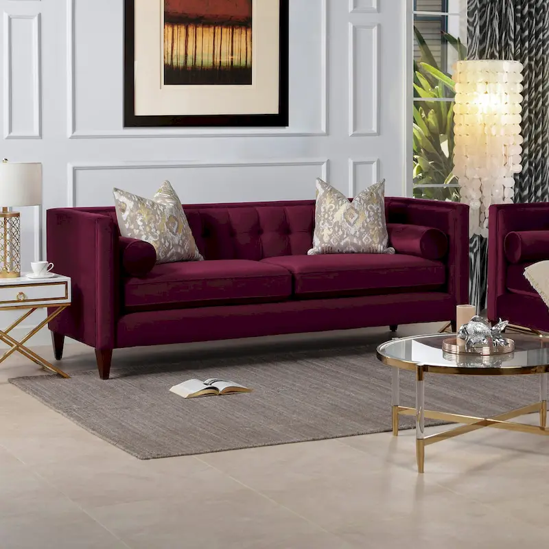 Modern Upholstered Tufted Swallowtail Sofa