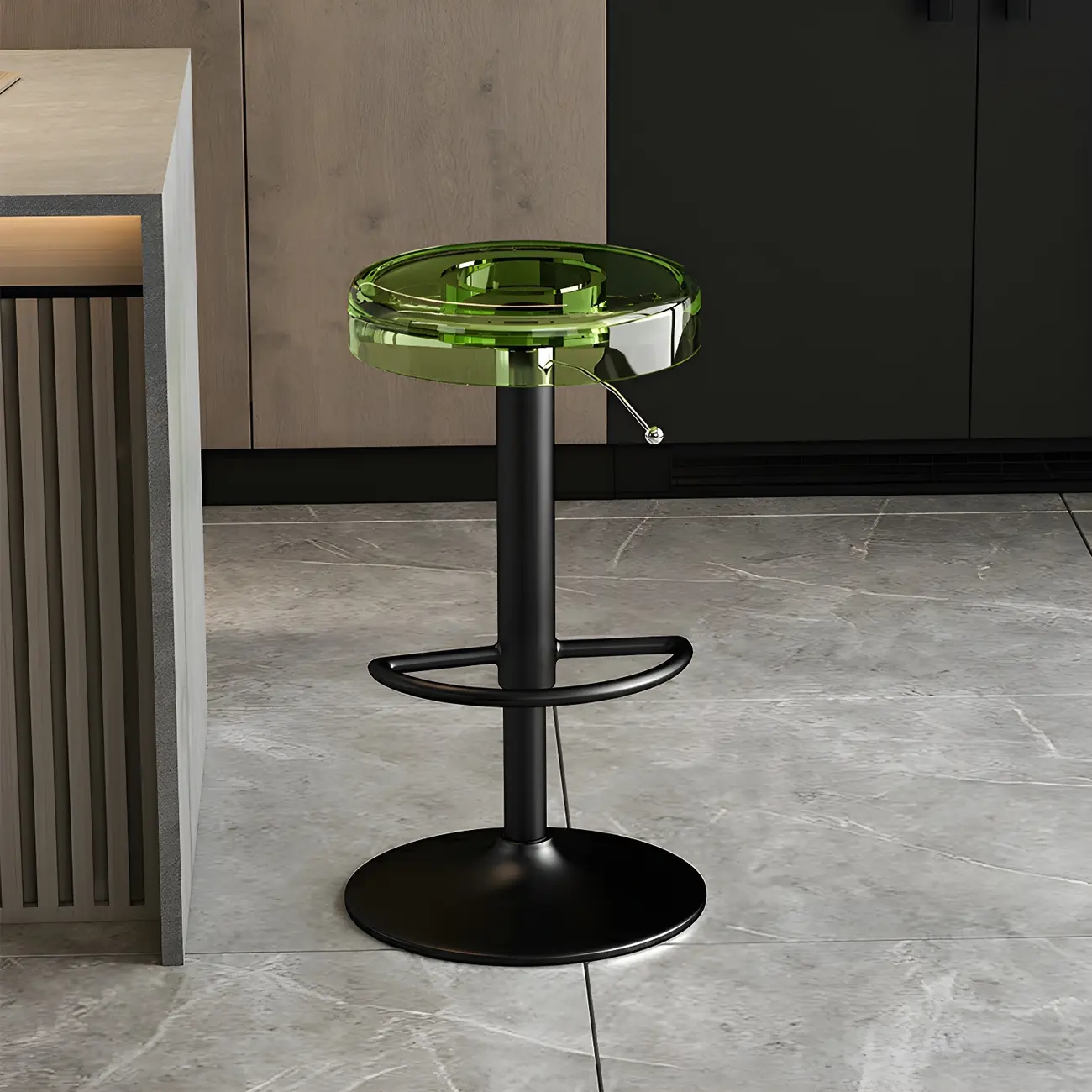 Sleek Metal Clear Acrylic Swivel Adjustable Bar Stool