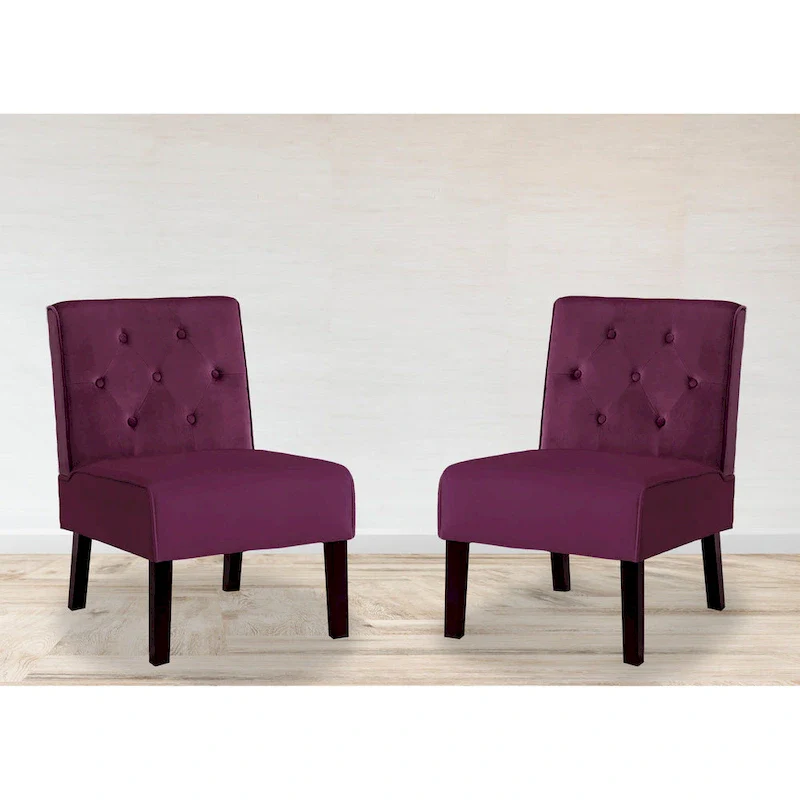 US Pride Nixon Velvet Tufted Back Accent Chair Set of 2