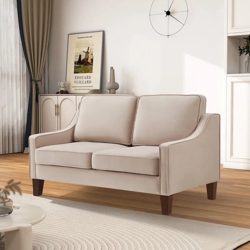Modern Velvet Loveseat 2 Seater Sofa For Living Room
