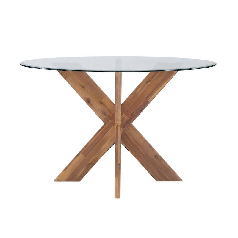 Allard X-base Round Glass Dining Table (Table Only)