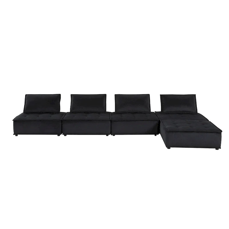 5 Piece Velvet Modular Sectional Sofa with Ottoman