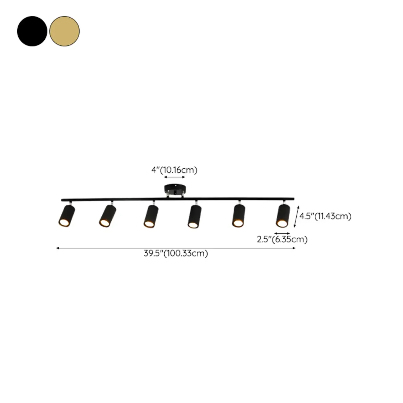 Modern Cylinder Semi-Flush Mount Metal Track Light