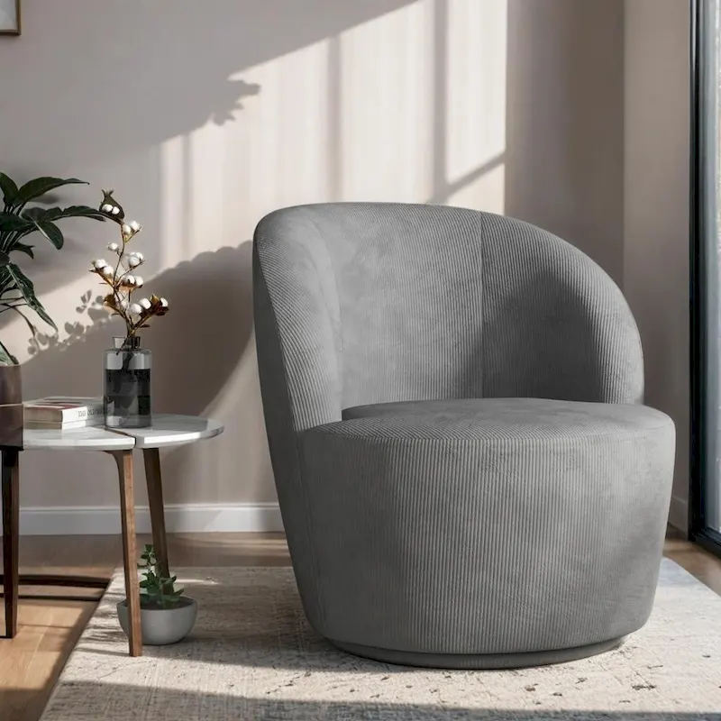 Swivel Barrel Round Comfy Accent Chair for Living Room