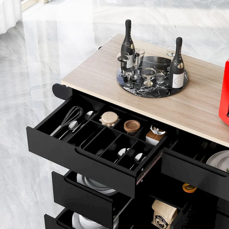 53 in. W Kitchen Island with Countertop and Drawers - N/A