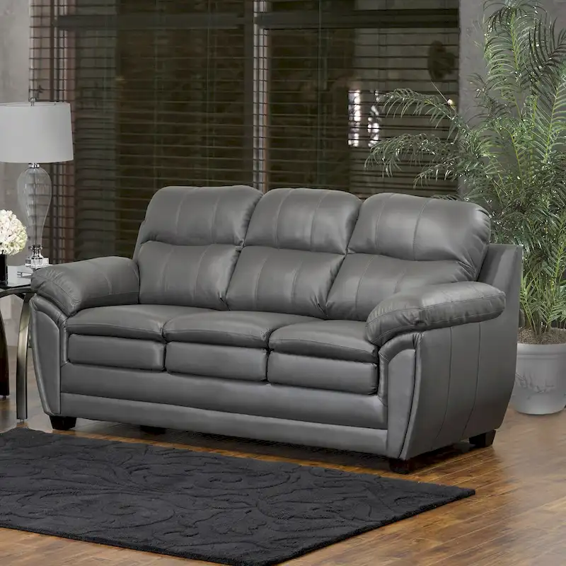 Marcus Premium Grey Top Grain Leather Sofa and Chair Set