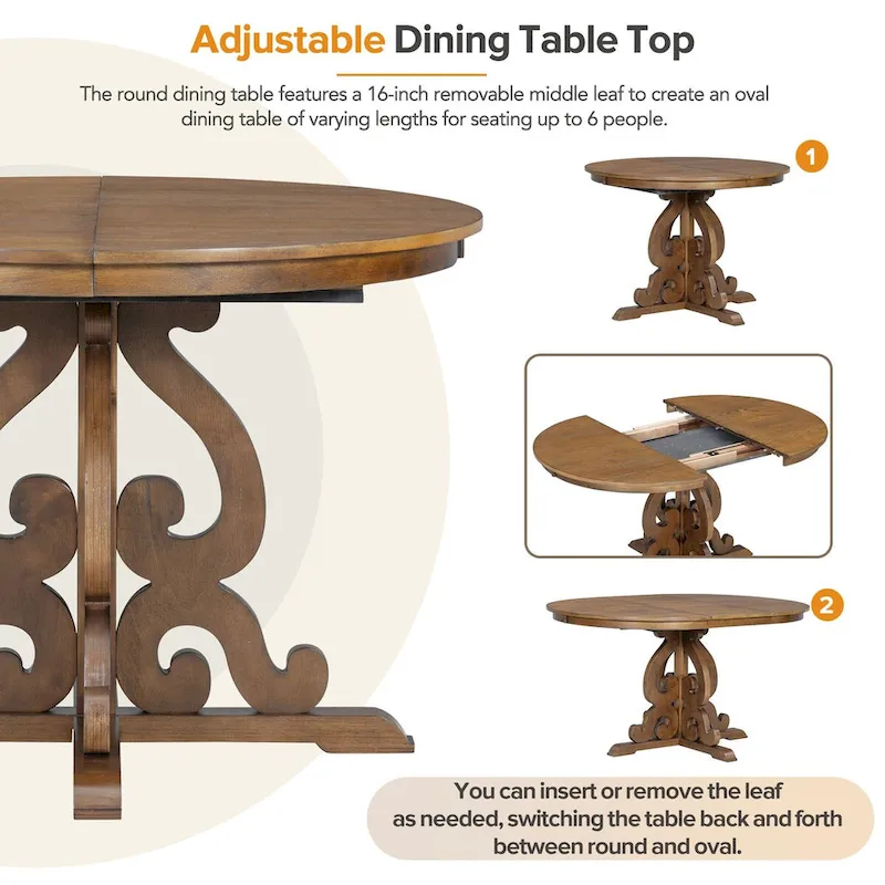 5-Piece Retro Functional Dining Set 1 Extendable Table