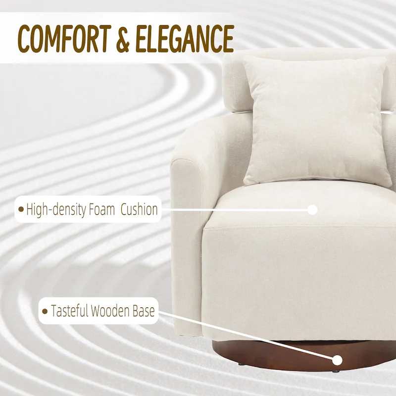 360 Degree Accent Swivel Chair,Chenille Upholstered Arm Chair