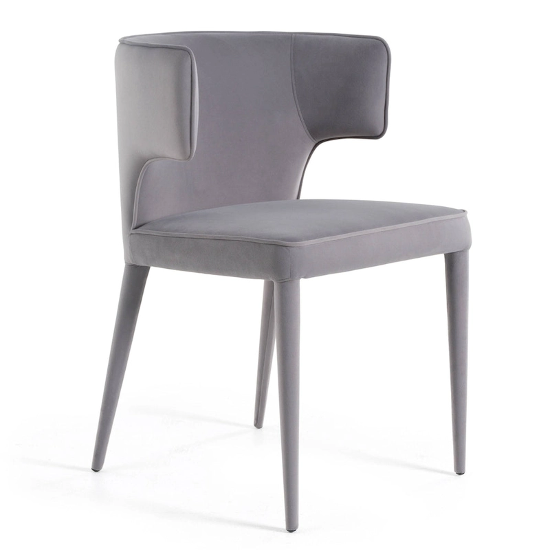 Modrest Lucero Modern Grey Velvet Arm Dining Chair