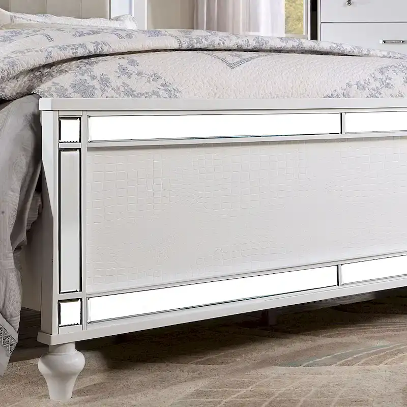 Derc Modern Solid Wood Upholstered Tufted Panel Bed with LED by Furniture of America