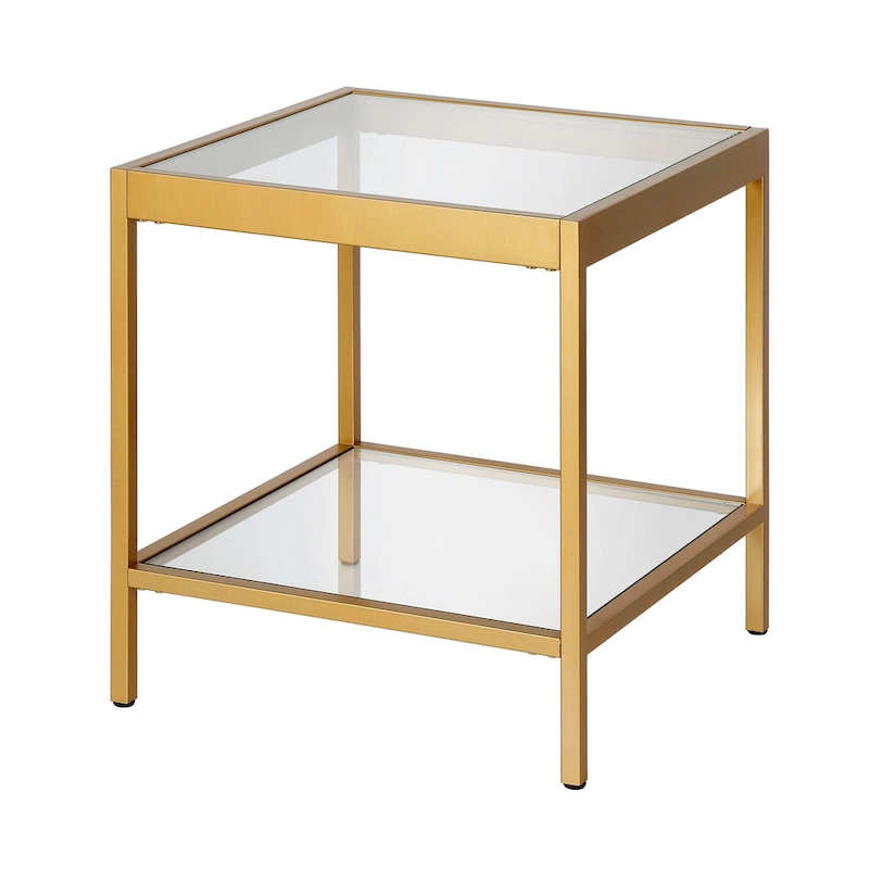 Alexis Modern Metal and Glass Square Side Table