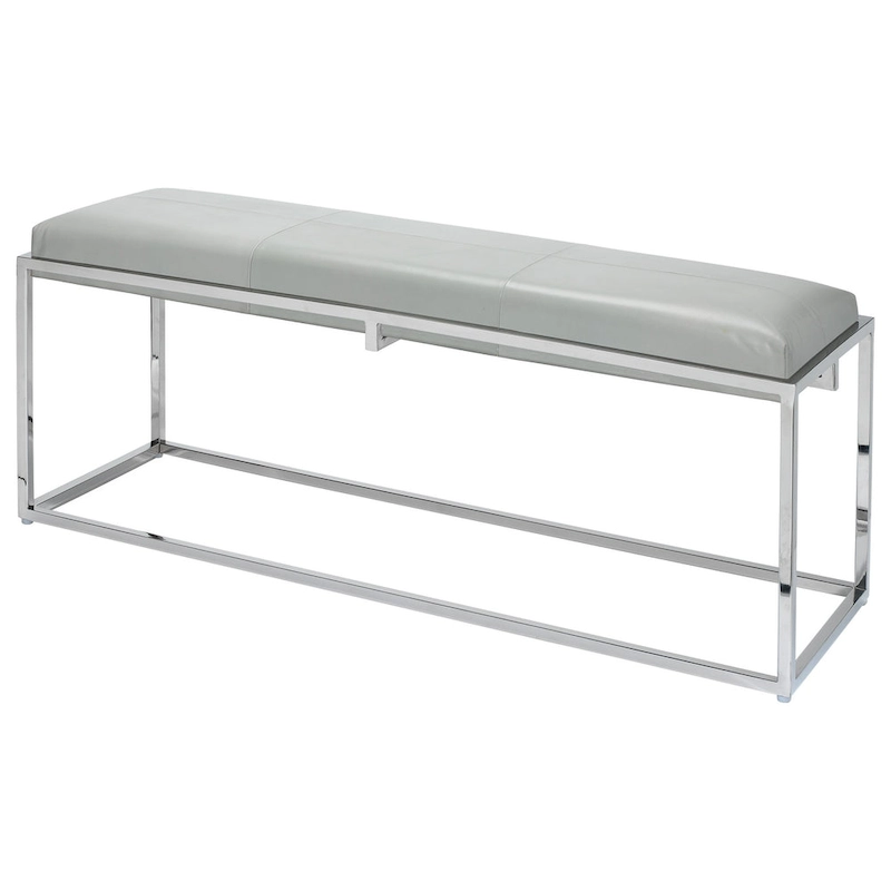 Alden Dcor Leather Bench, Grey