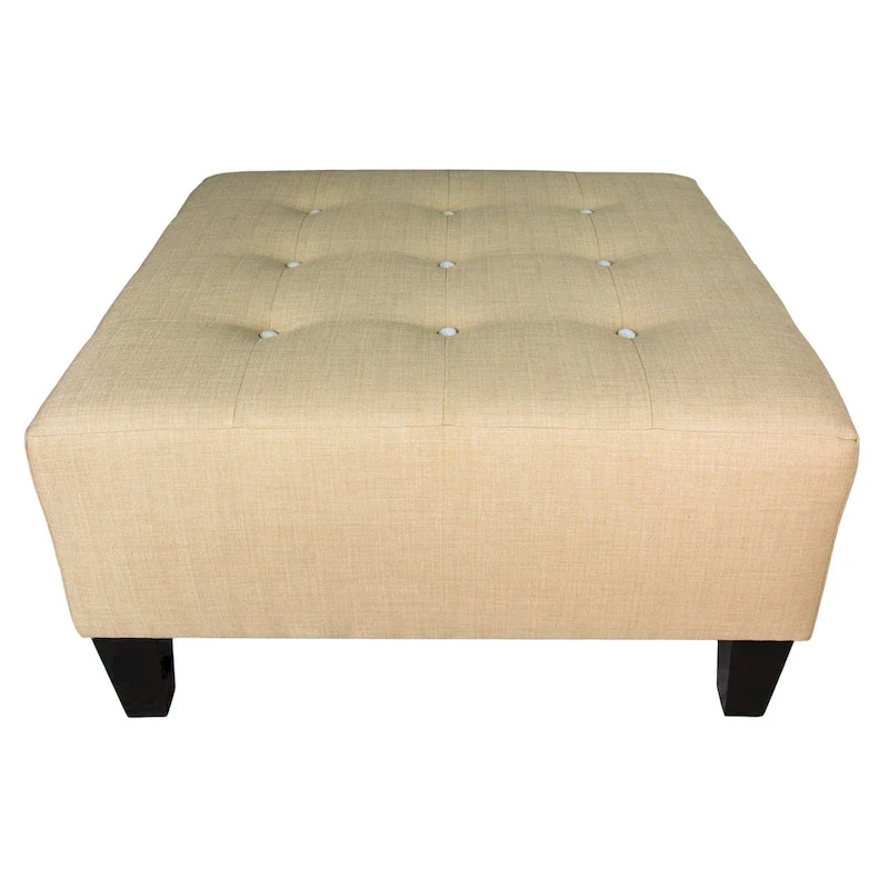 Button Tufted Upholstered Square Ottoman - 34 Inch
