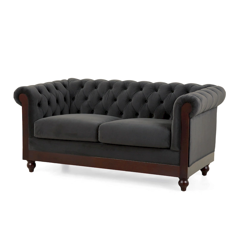 Eviva Chesterfield Velvet Loveseat Sofa by Christopher Knight Home