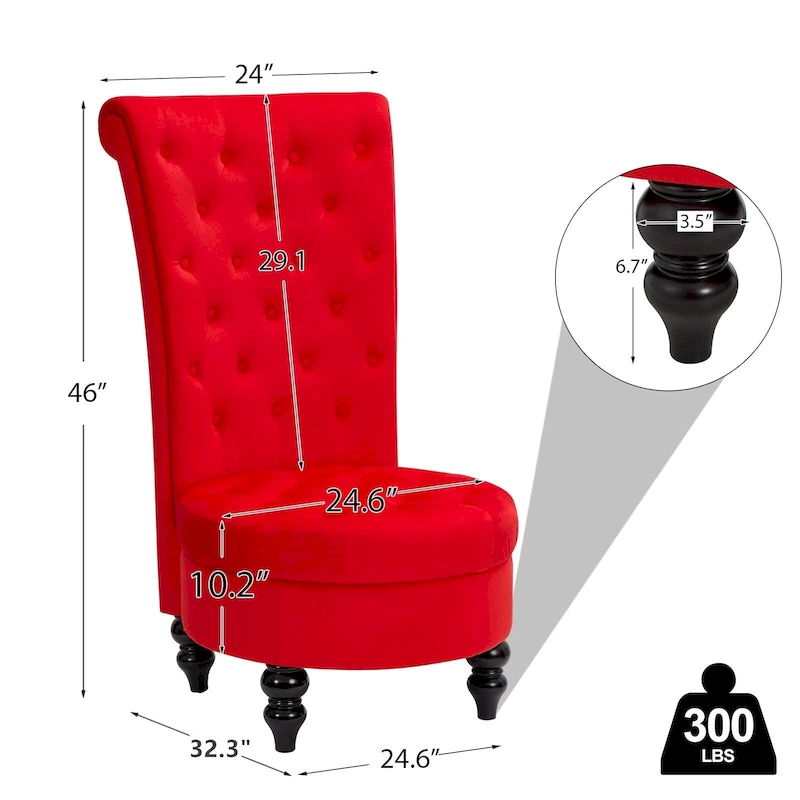 AVAWING Set of 2 Throne Royal Chair Thick Padding and Rubberwood Legs