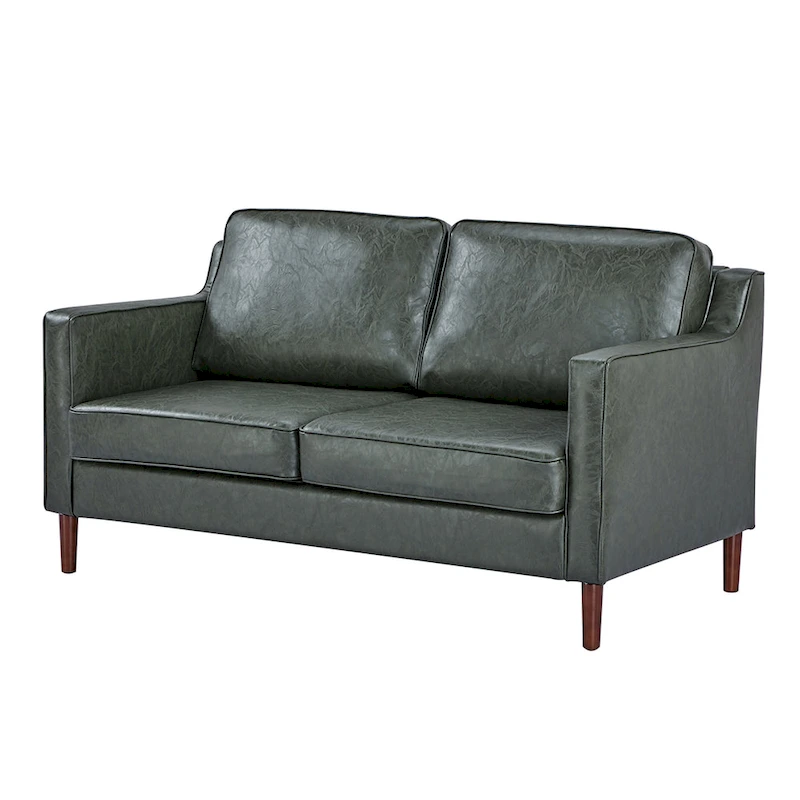 Sedona Modern Loveseat Sofa, Faux Linen / Vegan Leather Couch - N/A