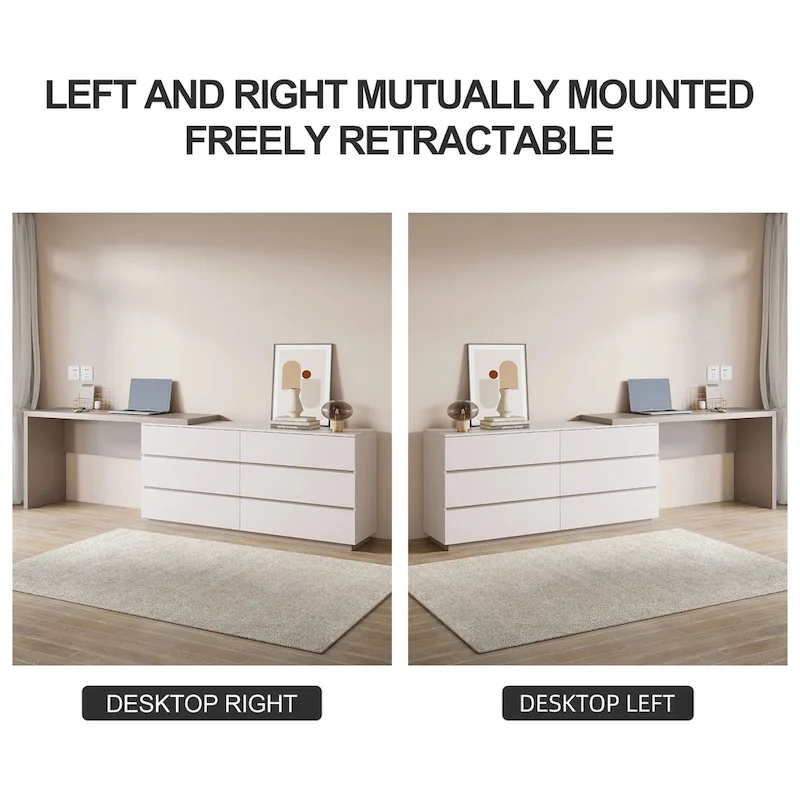 97.63  Modern Home Office Expandable Dresser Desk Combo with 6 Drawers