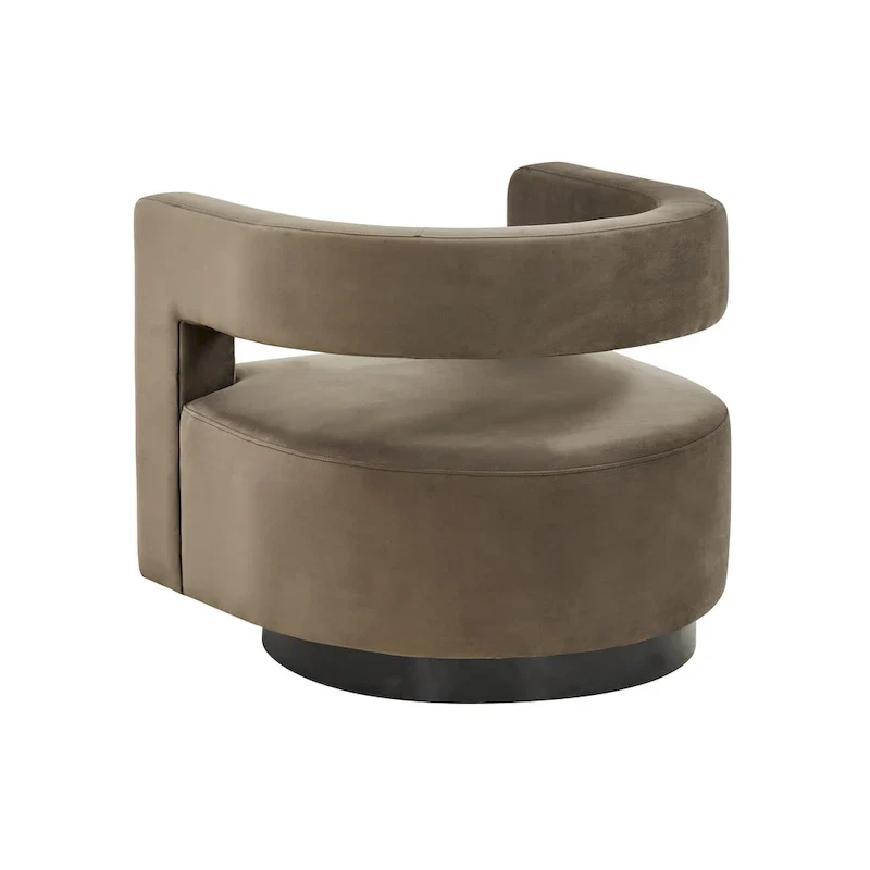 Upholstered Swivel Chair with Cut-Out Back