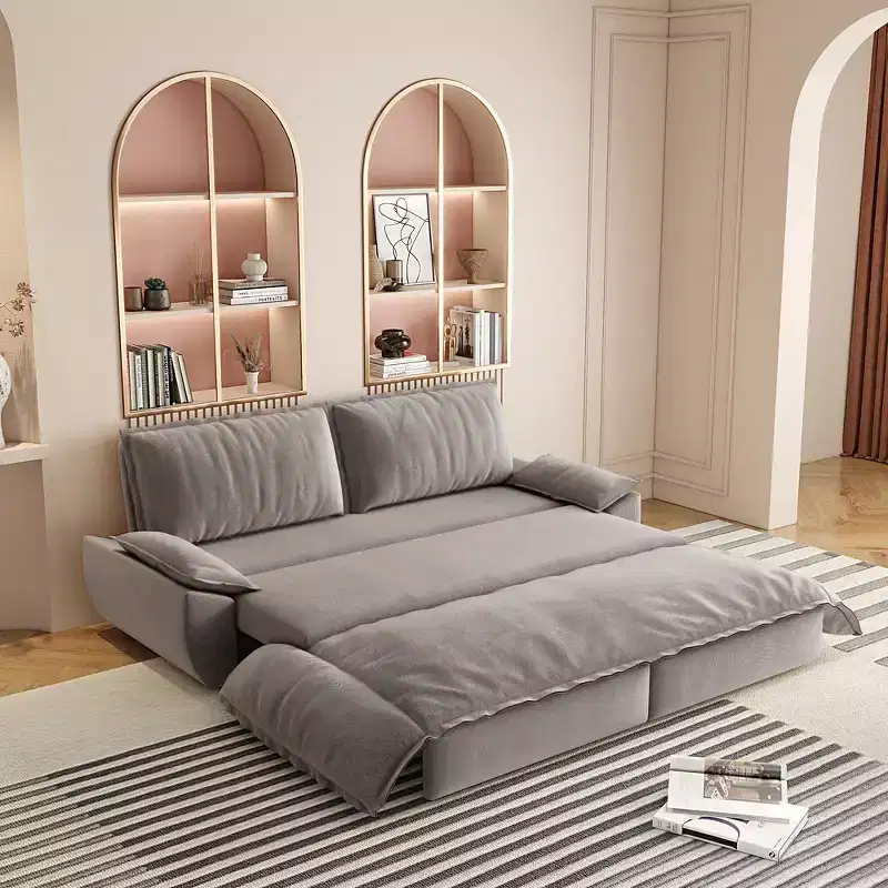 Whisen 3-in-1 Queen Velvet Sleeper Pull Out Sofa Bed, Convertible Loveseat Sofa Couch