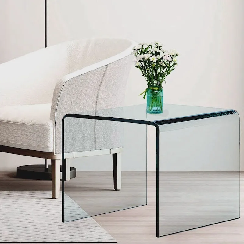 Glass Console Table, Transparent Tempered Glass Console Table