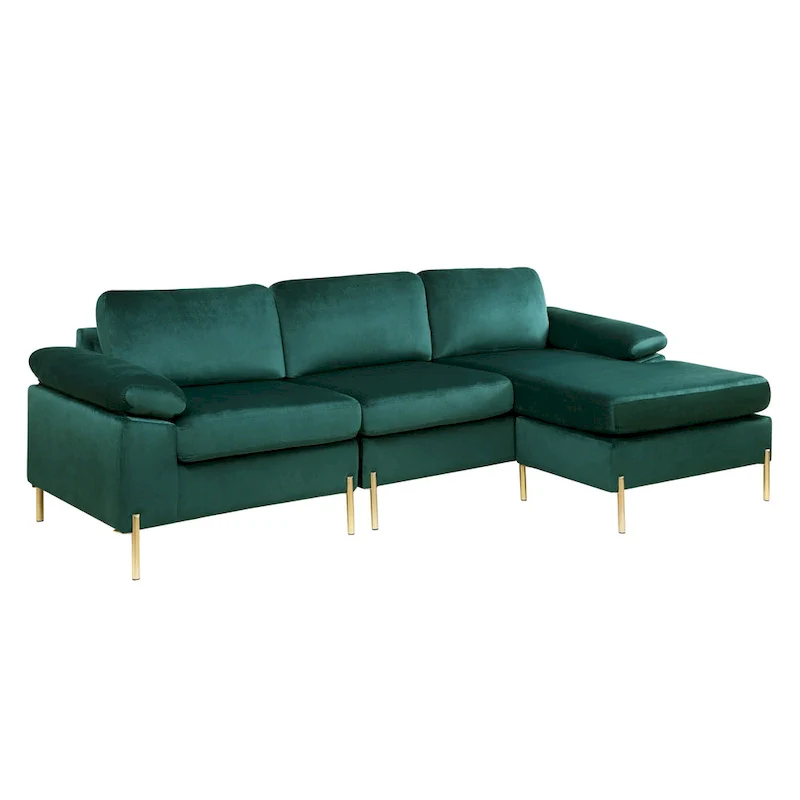 Shannon Velvet Sectional Sofa with Chaise