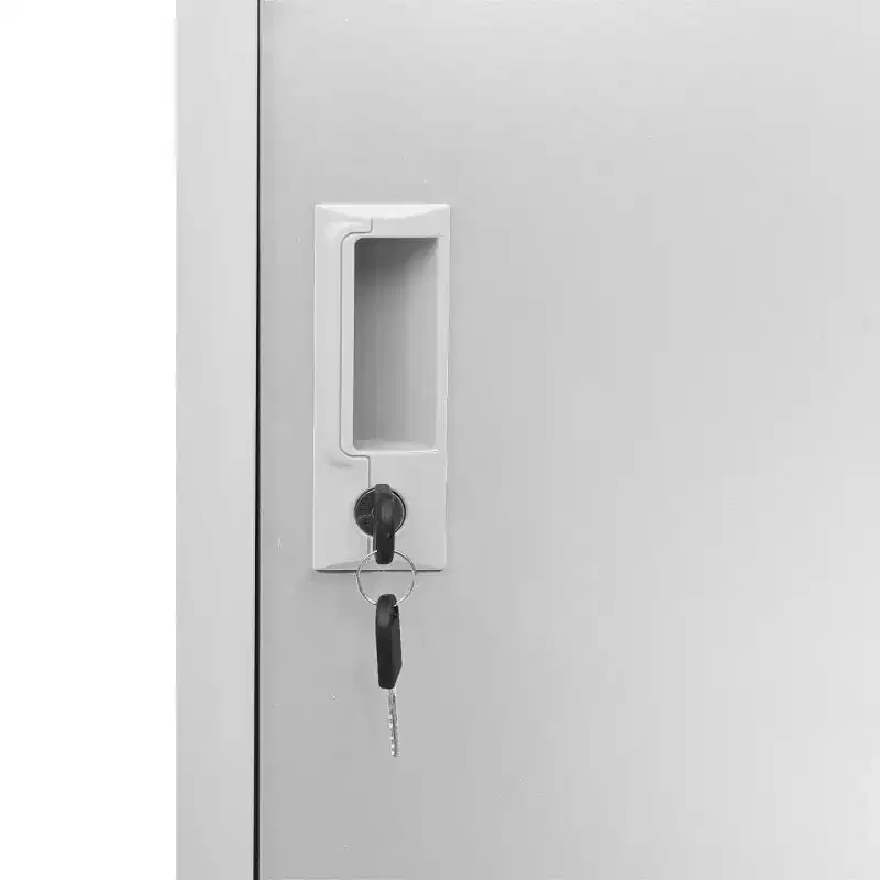 Locker Cabinet Light Grey and Red Steel Medium