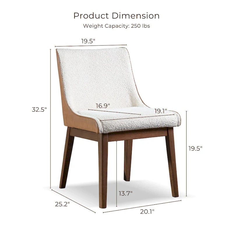 Beau I Mid-century Walnut 7-Piece Rectangle Dining Table Set