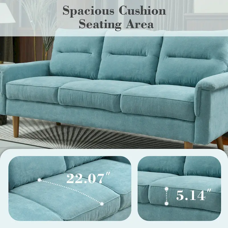 Brown Faux Leather 3-Seater Sofa with Wood Legs