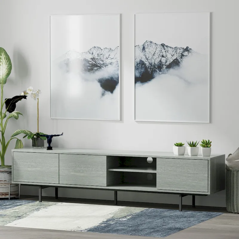 Glenwillow Home Atlas 78  x 20  Lowboy Mid-Century Modern TV Stand Console