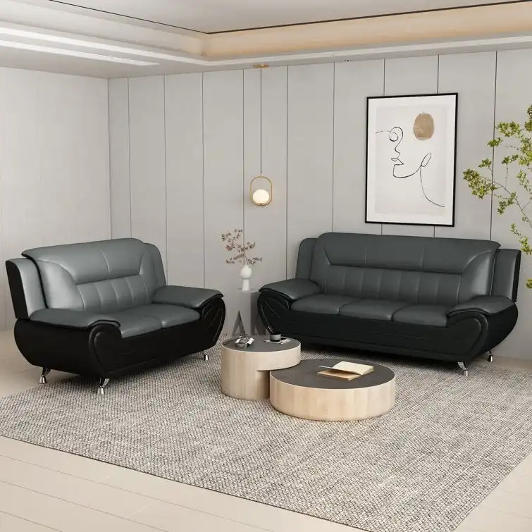 William Street Faux Leather Upholstered 2PCS Living Room Set