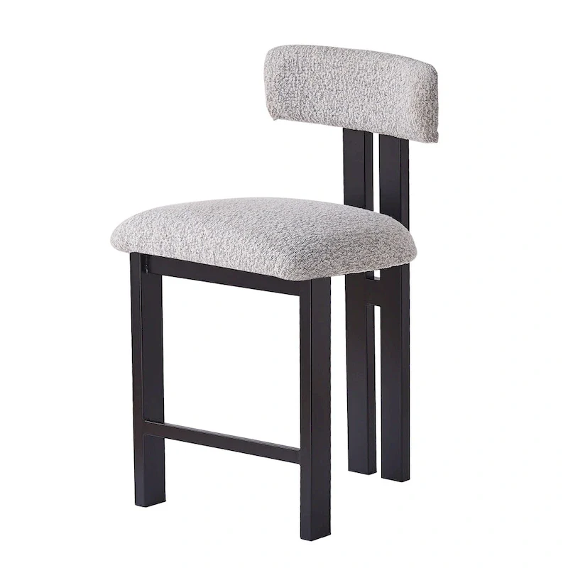 Roomfitters 26.5 Round Upholstered Counter Stools, Set of 2 Low Back Bar Chairs with Black Metal Frame