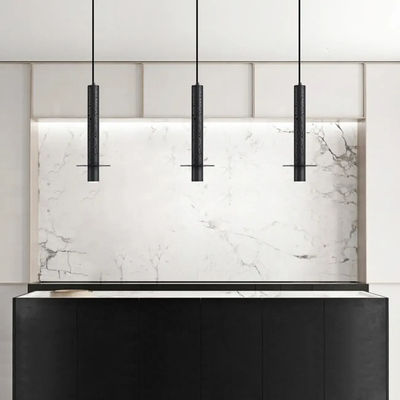 Art Deco Black Stone Geometric Bedroom LED Pendant Light