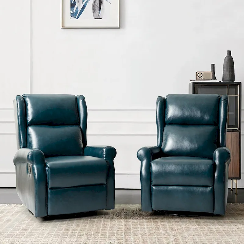 Baksoho Swivel Nursery Faux Leather Recliner with Metal Base Set of 2 by HULALA HOME