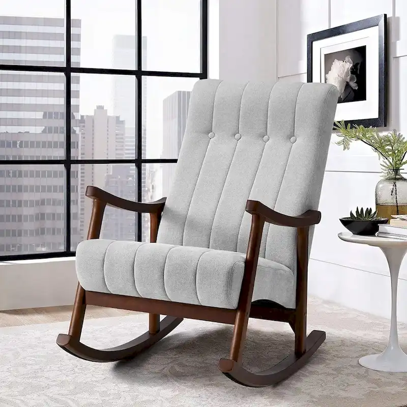 AVAWING Upholstered Rocking Chair ModernHighBackArmchair