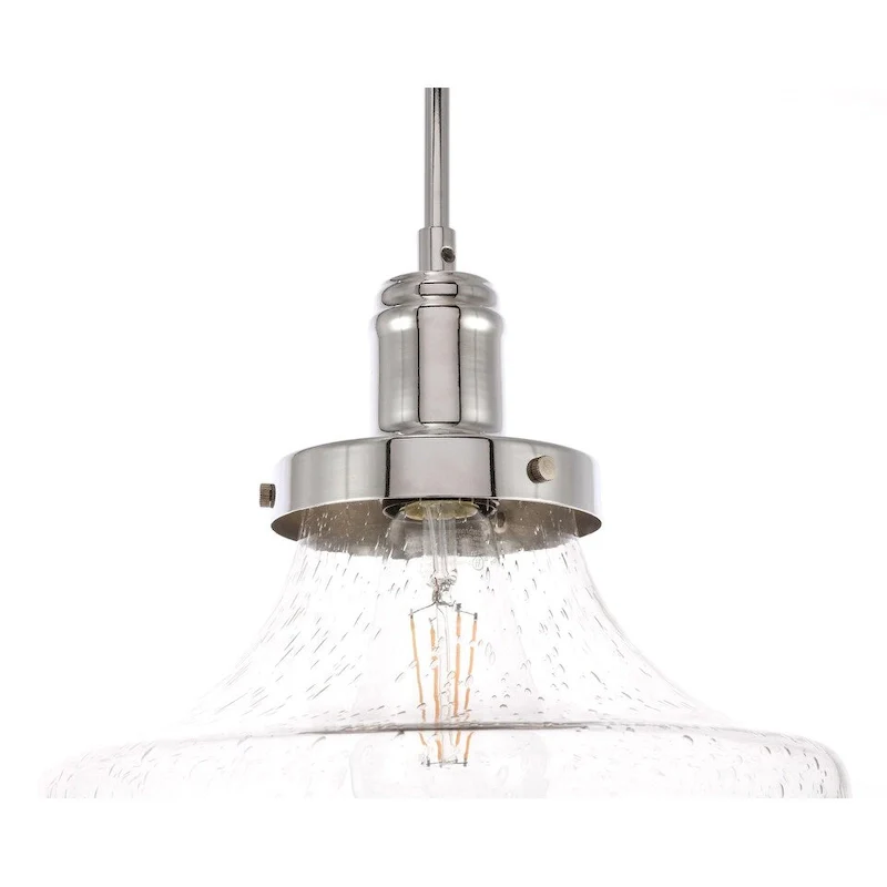 Klyli 11-inch 1-light Clear Seeded Glass Hanging Pendant