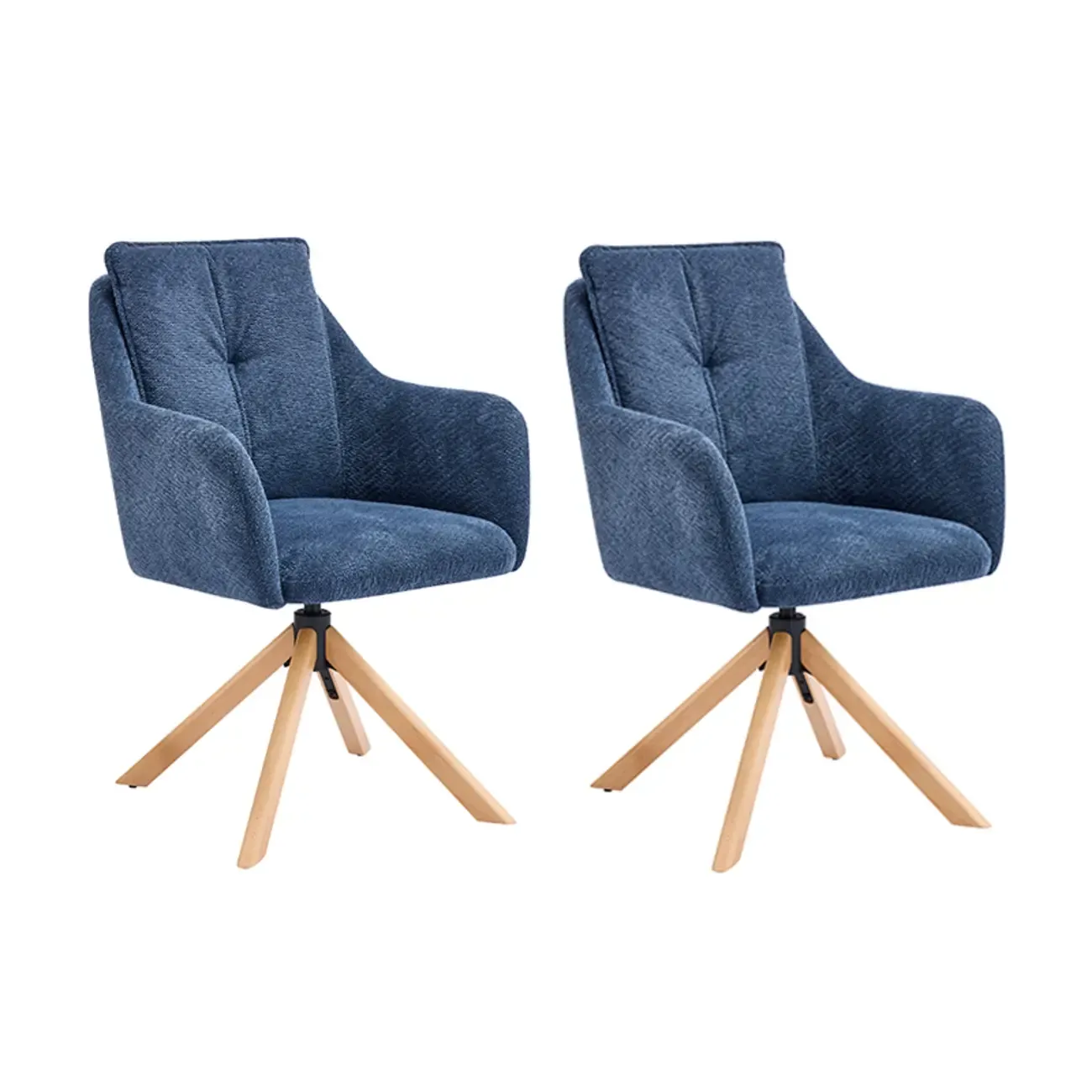 Swivel Blue Fleece Upholstered Dining Chairs Set Of 2