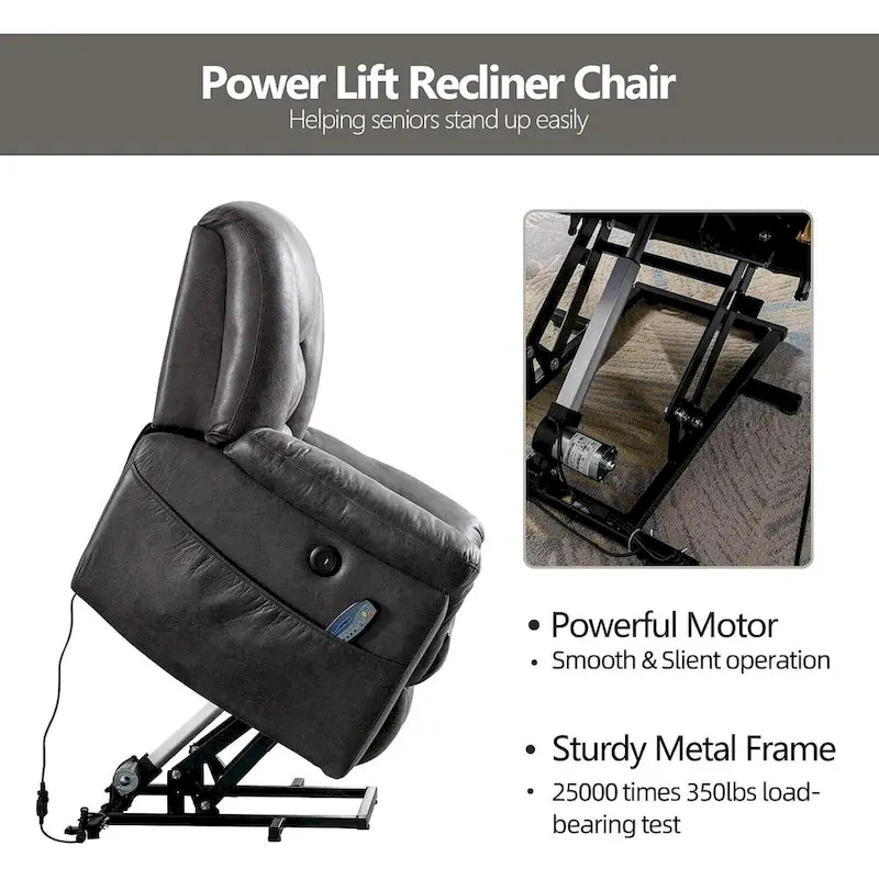 PU leather Power Recliner Lift Chair and Massage Sofa Remote Easy Control