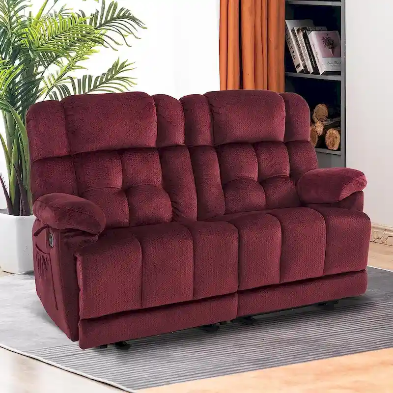 Power Reclining Loveseat, Red/Grey/Beige/Blue/Brown, Heat & Massage, Seats 2
