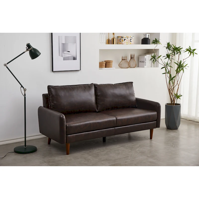 Faux leather 70 Square Arm Sofa
