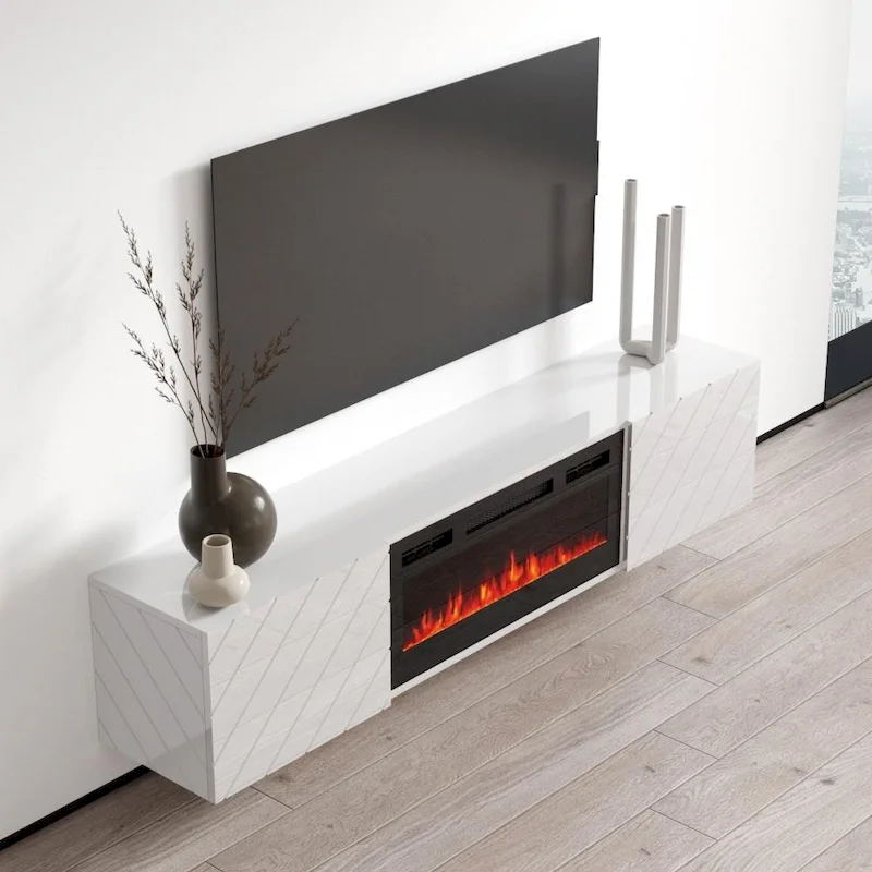 Luxe EF Wall Mounted Electric Fireplace Modern 72 TV Stand