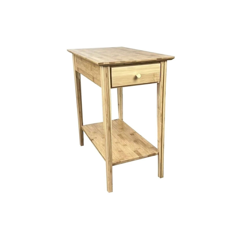 Solid Bamboo Recliner Table with Drawer