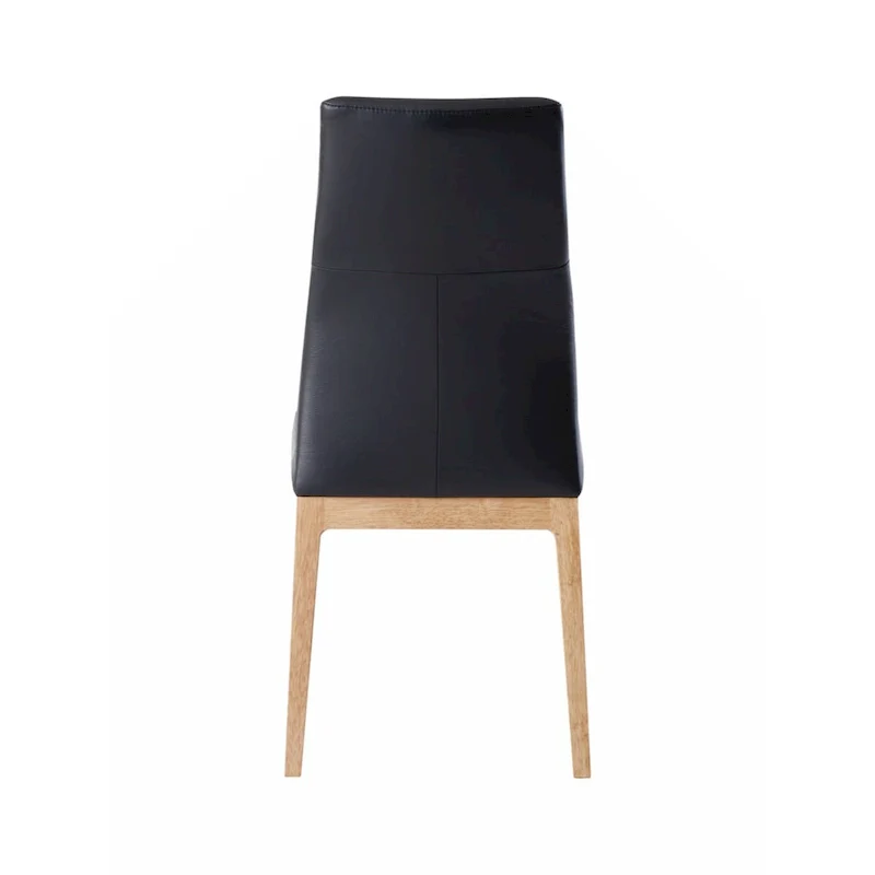Side Chair (Set-2), Black Leather & Walnut Finish